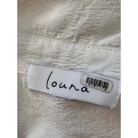 LOUNA X RTR White Cropped Tie Back Button-Up Shirt L/XL - Picture 8 of 9